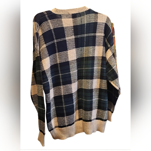 Vintage Y2K Nautica Men's Multicolor Plaid Crewneck Cotton Sweater Size Medium - Picture 2 of 5